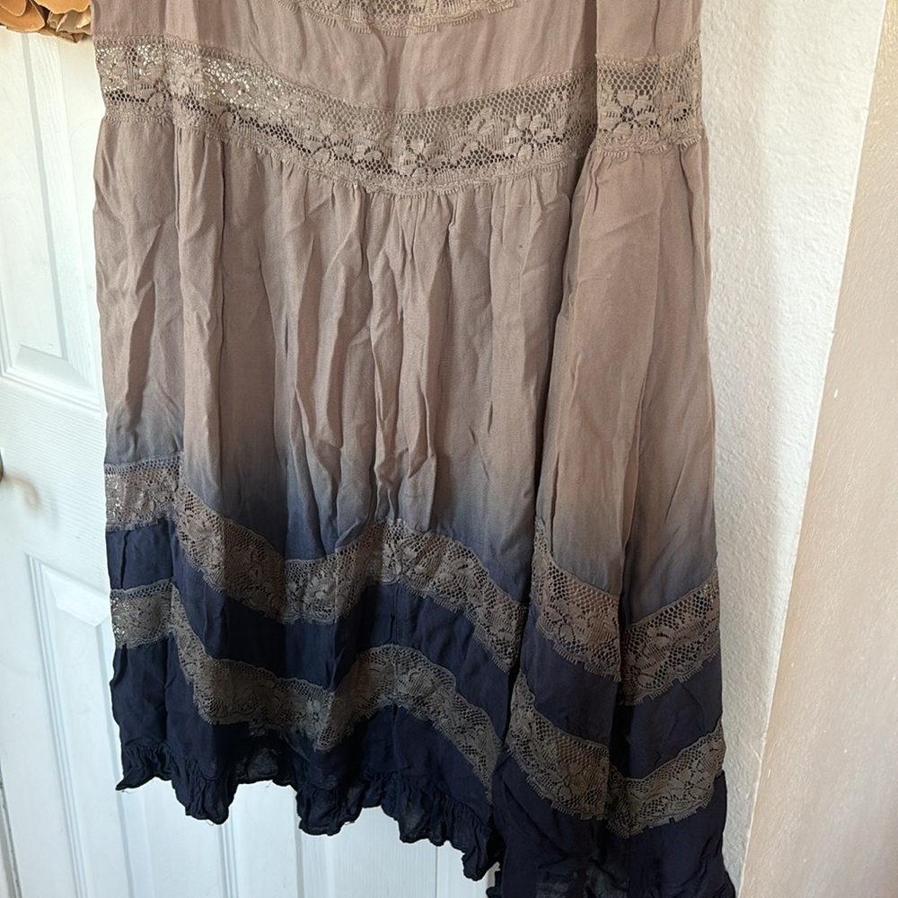 ENTRO Dress Ombre Tan Blue Tank size M - Picture 2 of 5